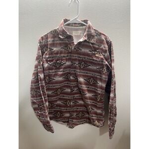 #J187 Men's Medium Stetson Snap On Shirt Aztec Serape Southwestern Western Shirt